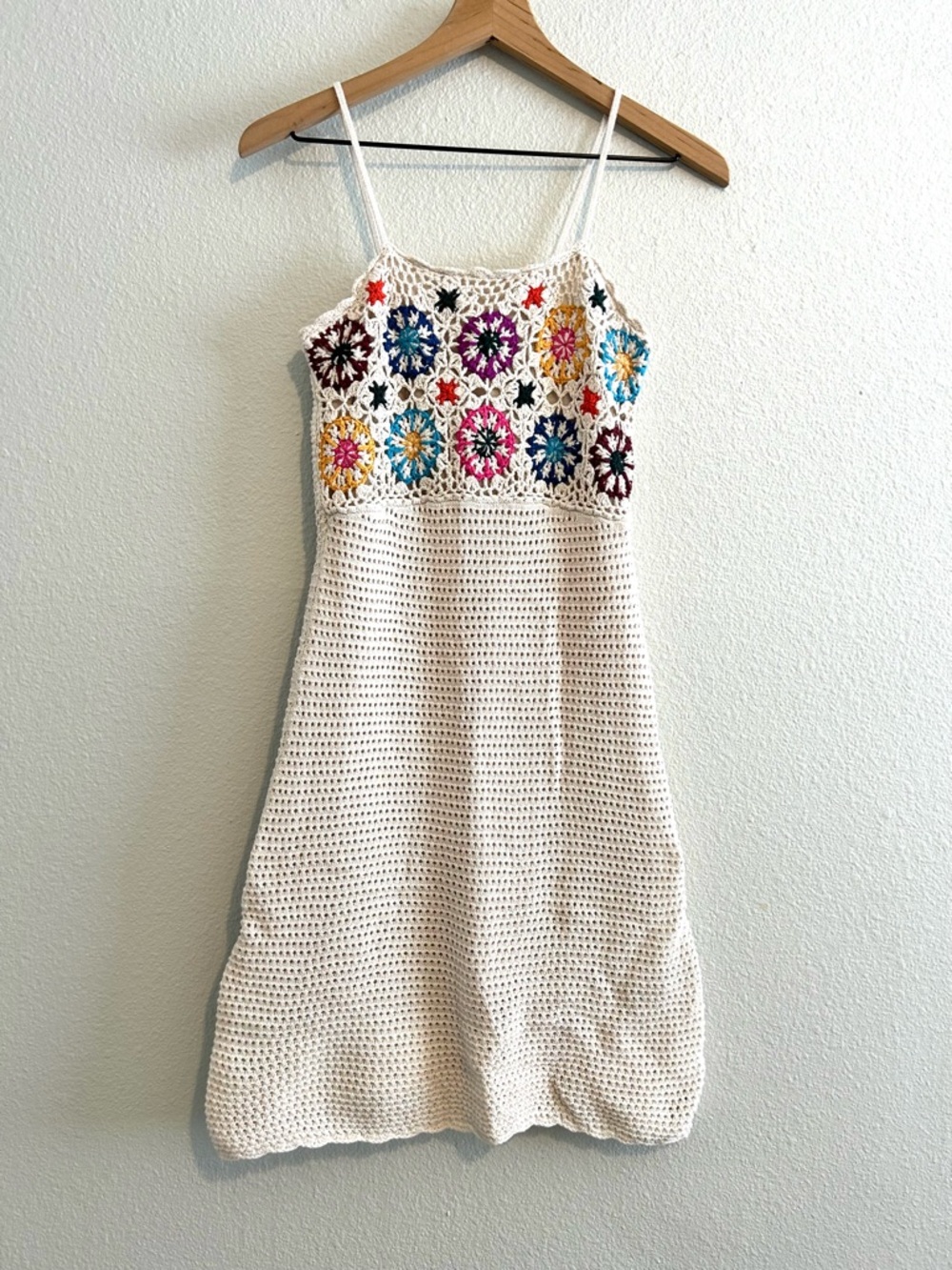 Vintage Mossimo Crochet Midi Dress Spaghetti Strap Boho Festival size Small